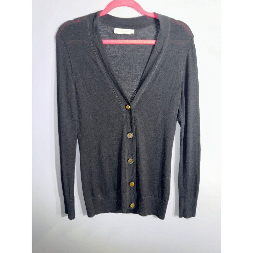 Tory Burch merino wool black cardigan size small